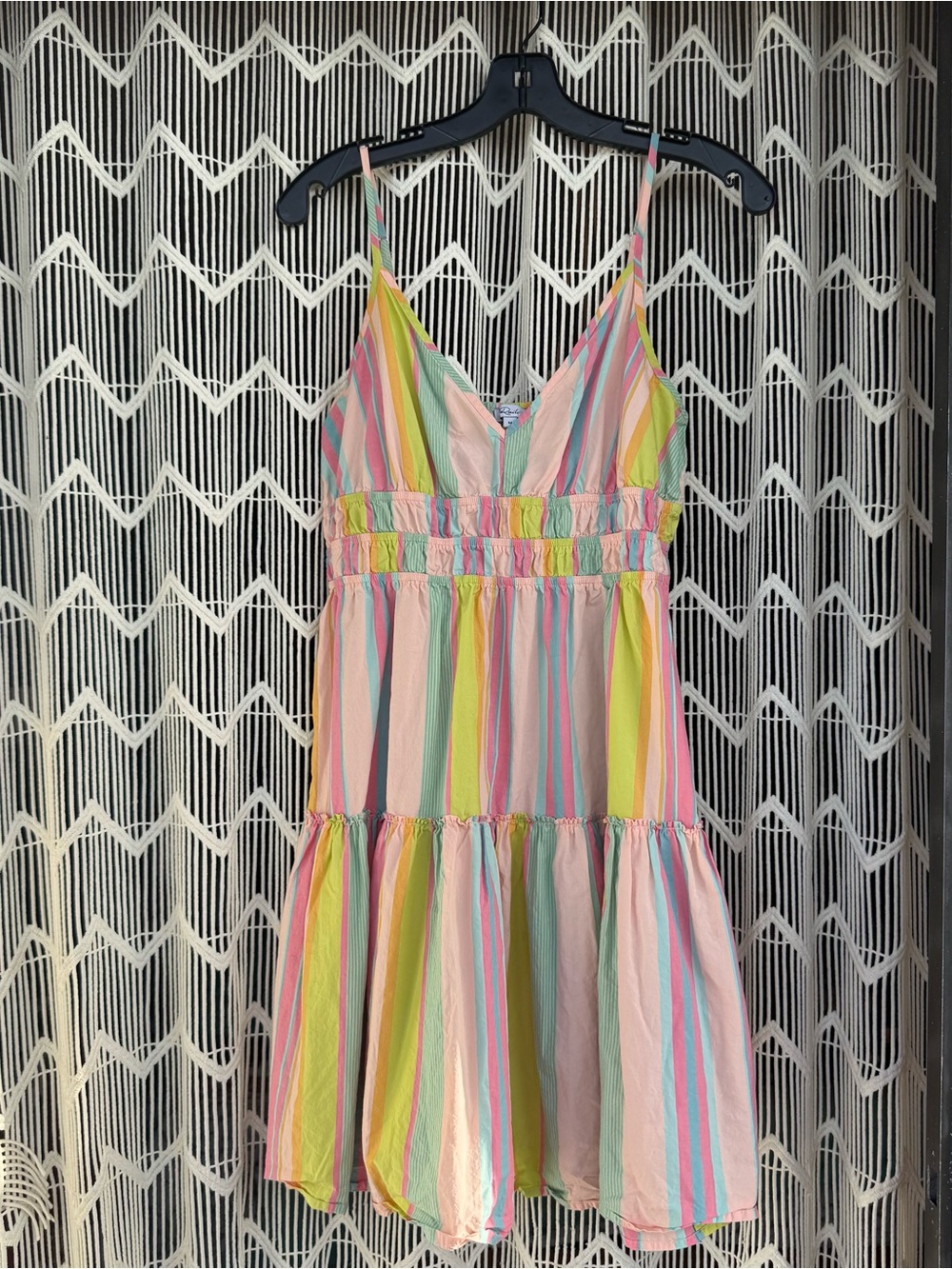 Rails Pastel Striped V-Neck Dress in Peach, Mint & Pink